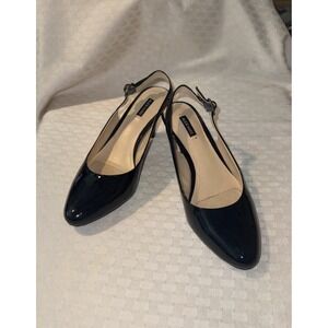 Alex Marie Women's Black Patent Leather Slingback Pumps Size 8M EUC